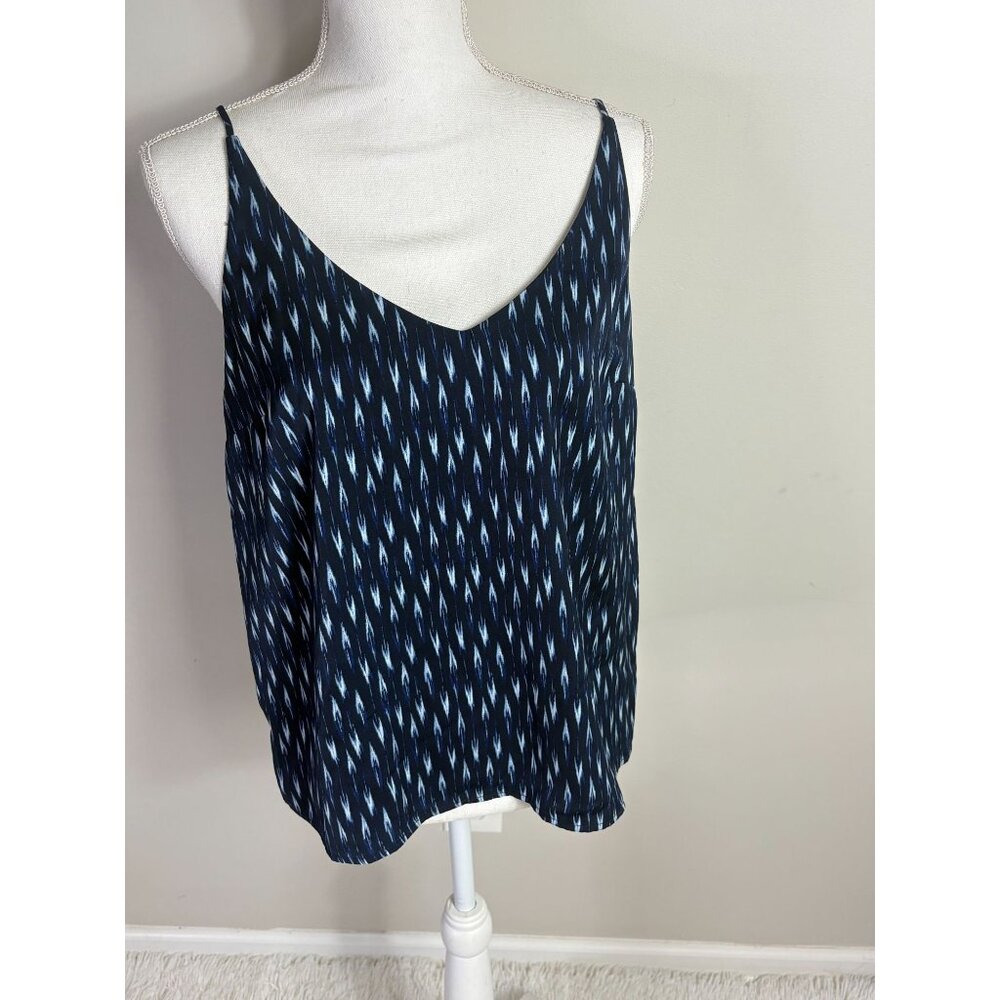 Banana Republic Petite M Navy & Blue Ikat Print Spaghetti Strap Camisole Top